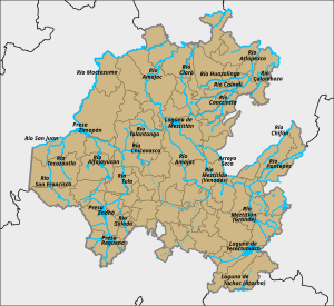 Mapa hidrográfico de Hidalgo.