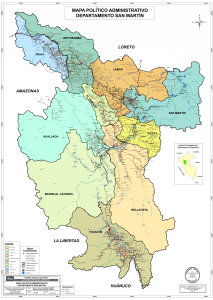 Mapa pol&iacute;tico del departamento de San Mart&iacute;n.
