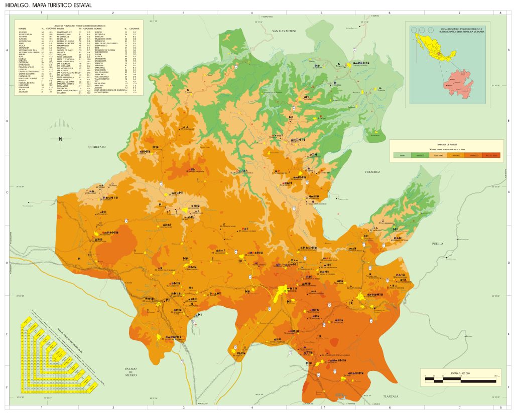 Mapa turístico de Hidalgo.