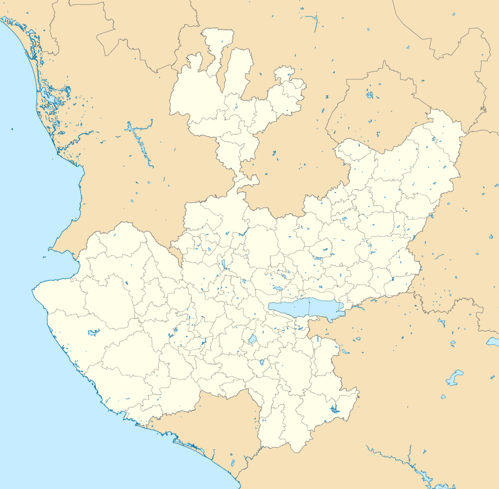 Mapa mudo de Jalisco.