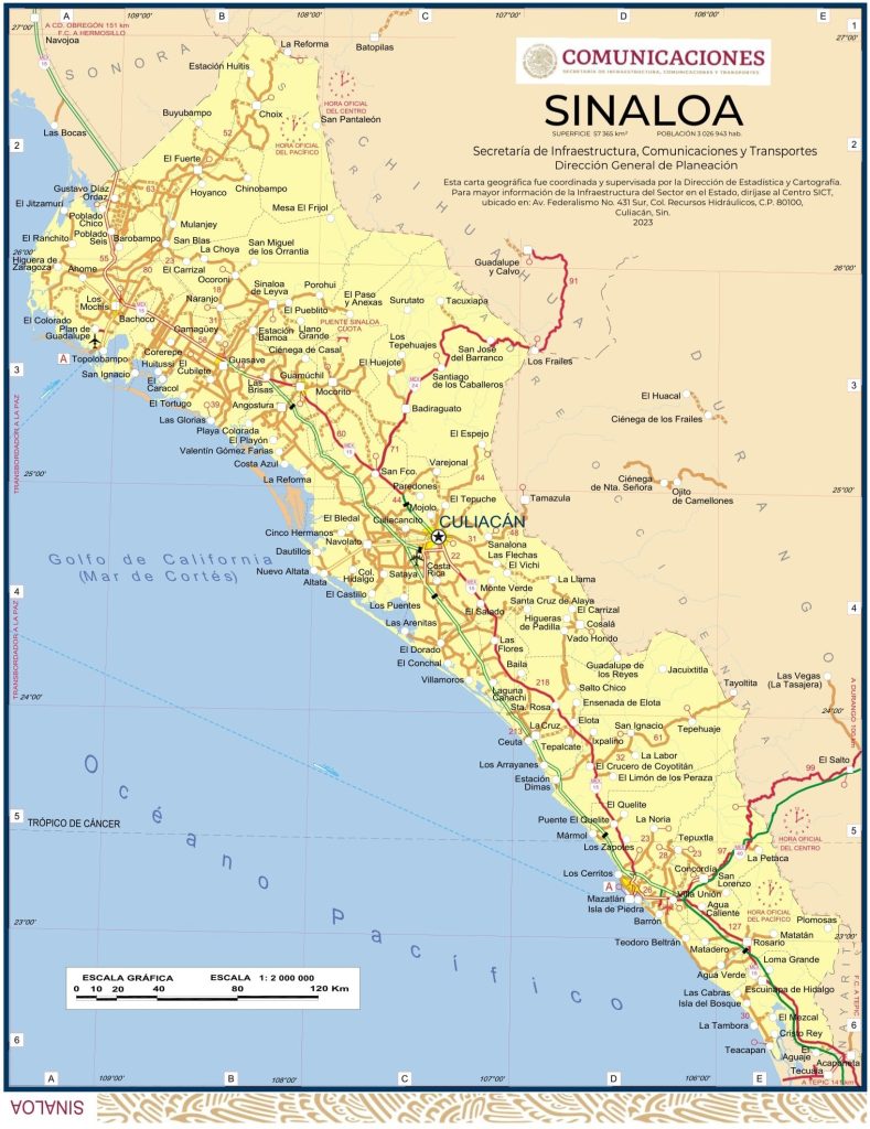 Mapa de Sinaloa.