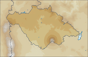 Mapa físico en blanco del estado de Tlaxcala.