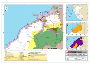 Mapa de recursos turísticos del departamento de Tumbes.