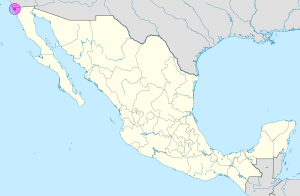 Mapa de ubicación de la ciudad de Tijuana en México.