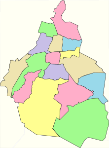 Mapa mudo coloreado de la Ciudad de México. Mapa mudo coloreado de la Ciudad de México.