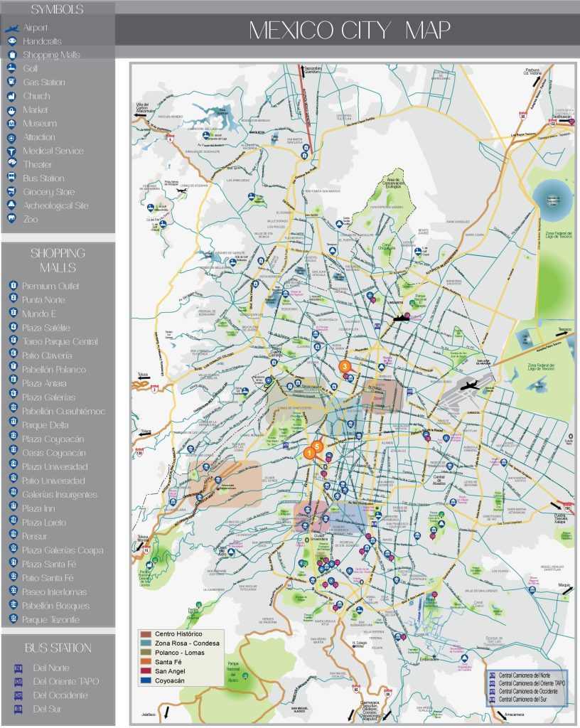 Plano turístico de la Ciudad de México.