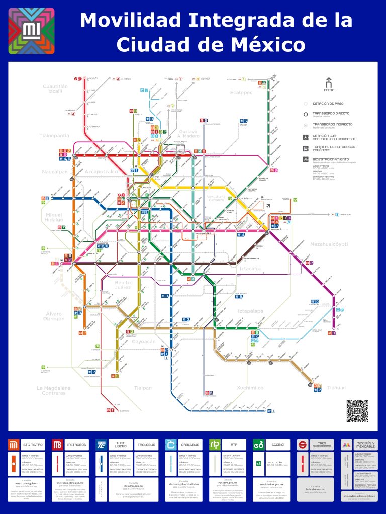 Plano esquemático del transporte público en la Ciudad de México.