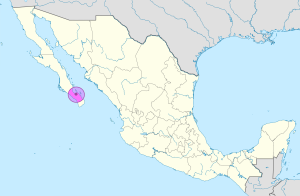 Mapa de ubicación de la ciudad de La Paz en México.