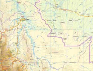 Mapa topogr&aacute;fico del departamento de Ucayali.