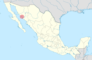 Mapa de ubicación de Guaymas en México.