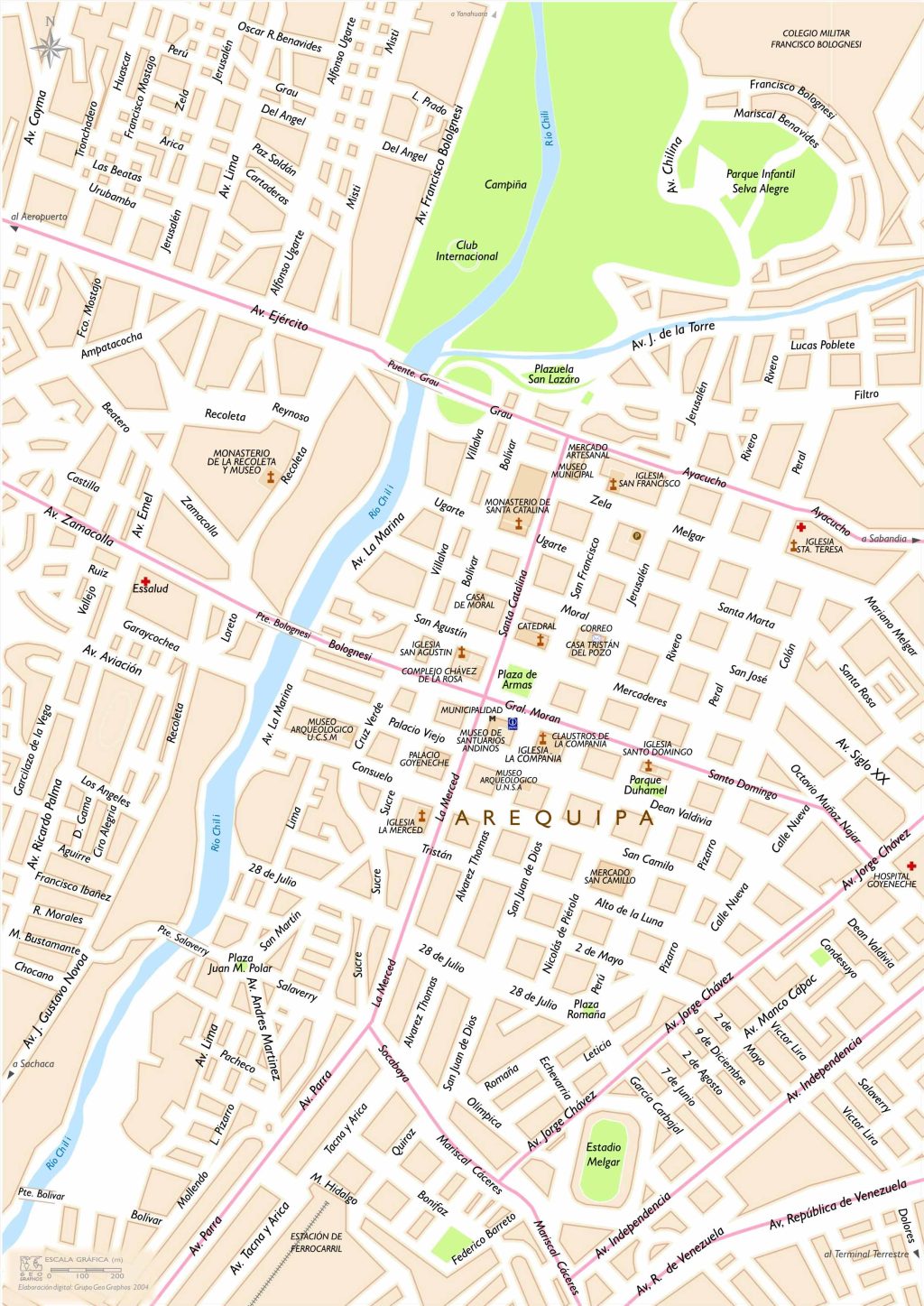 Plano de la ciudad de Arequipa.