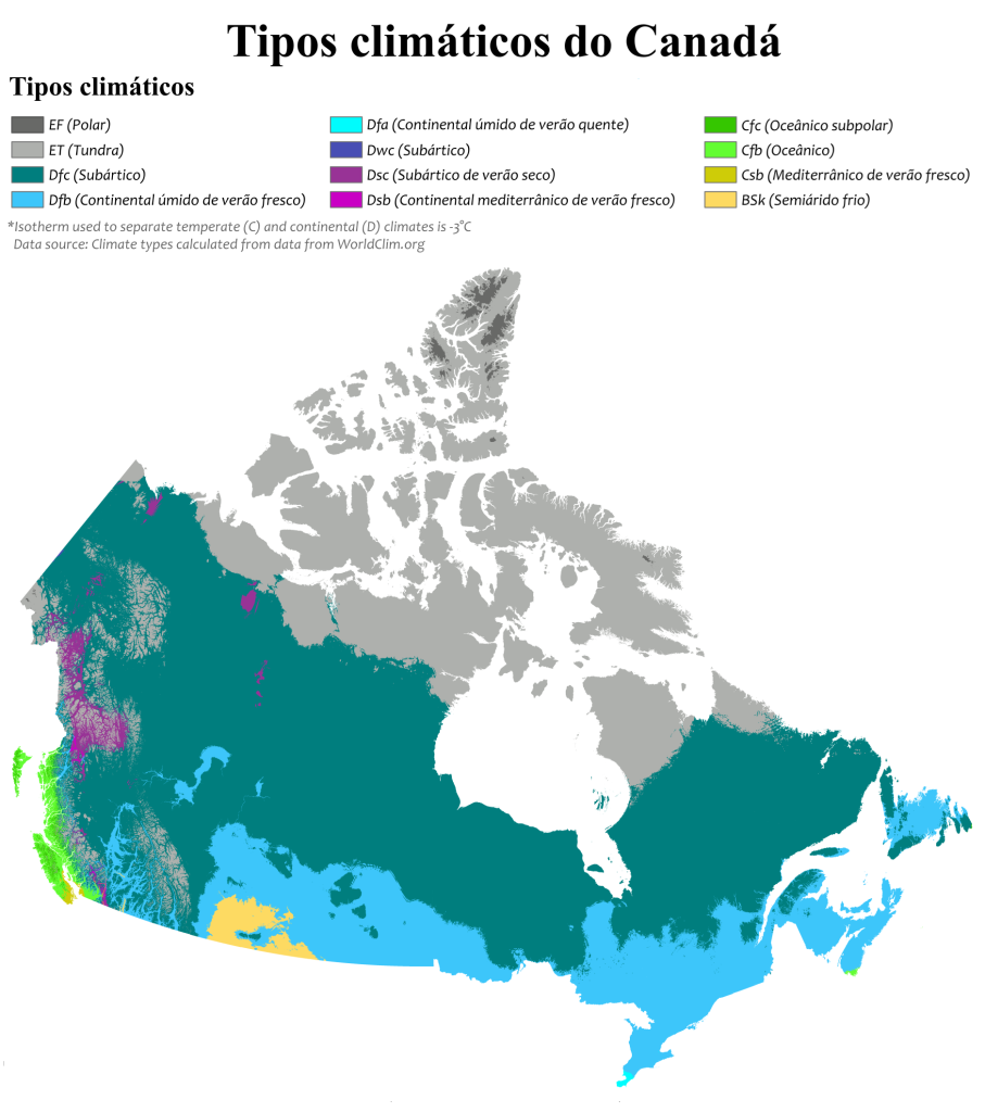 Mapa climático de Canadá.