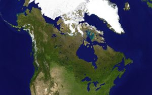 Mosaico de imágenes satelitales de Canadá.