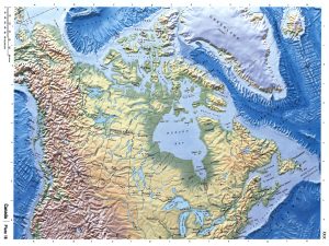 Mapa físico de Canadá