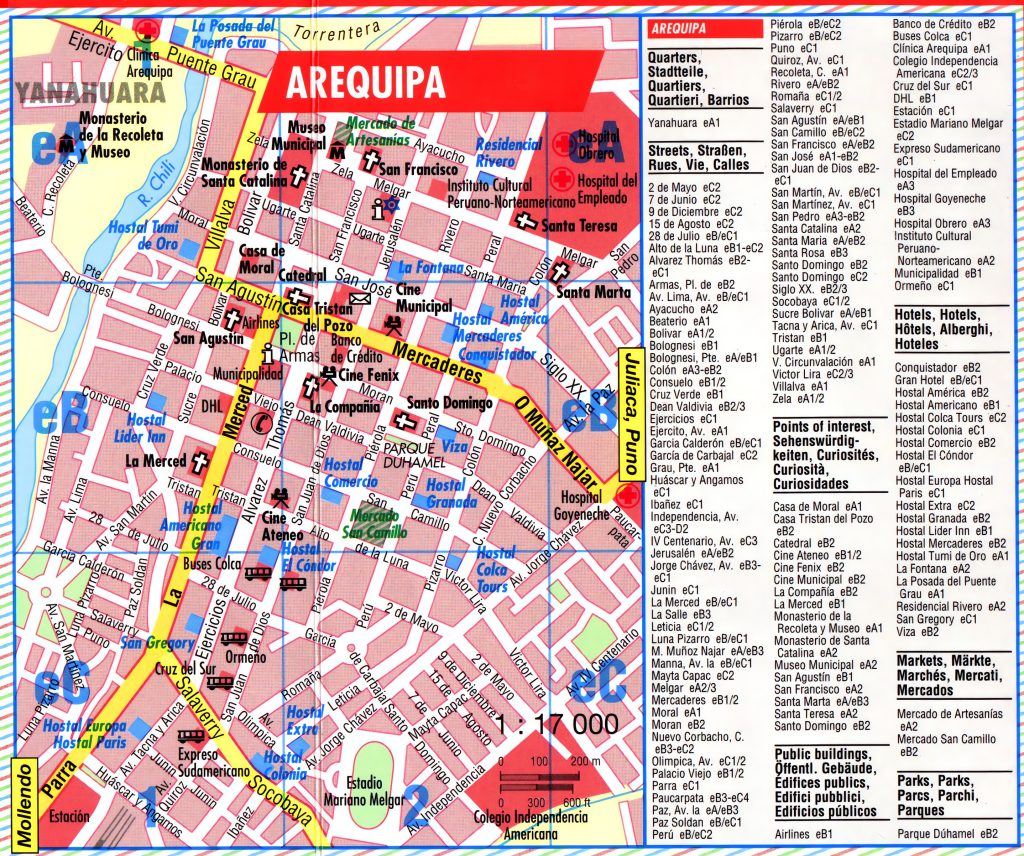 Plano tur&iacute;stico de la ciudad de Arequipa.