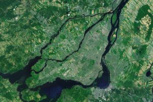 Imagen satelital del área metropolitana de Montreal.