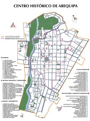 Plano del centro hist&oacute;rico de Arequipa