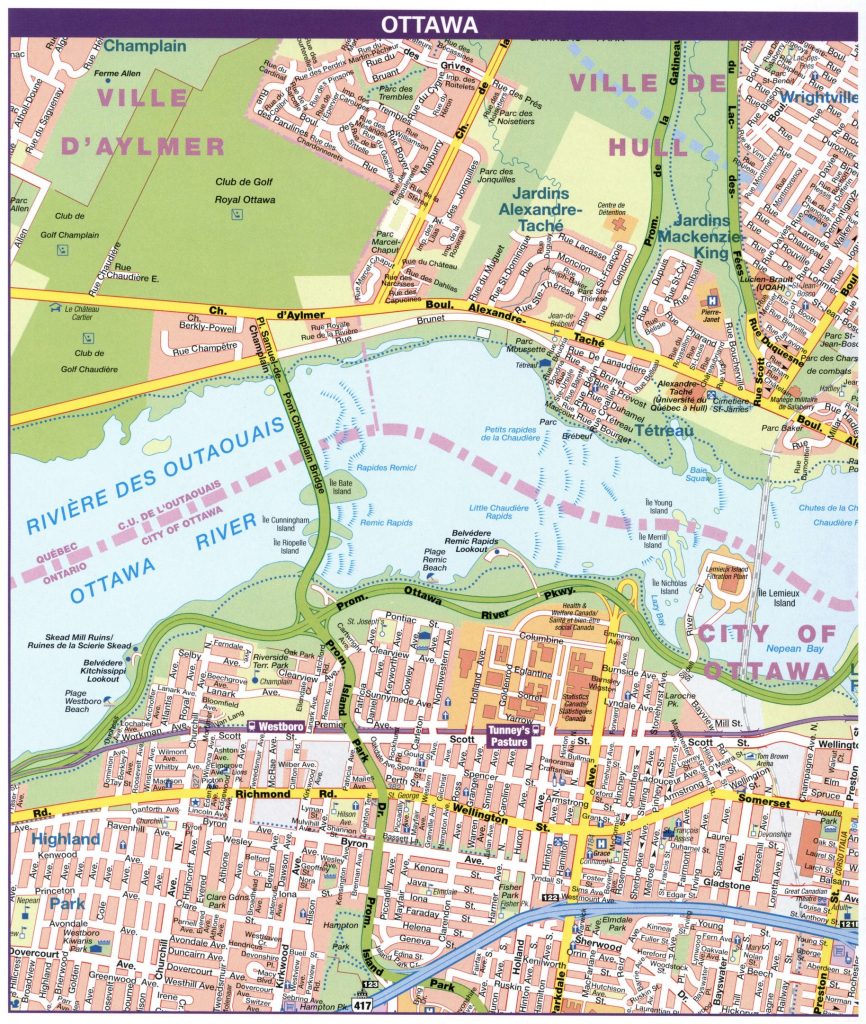 Mapa del centro de Ottawa.