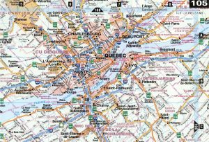 Mapa del área metropolitana de la ciudad de Quebec.