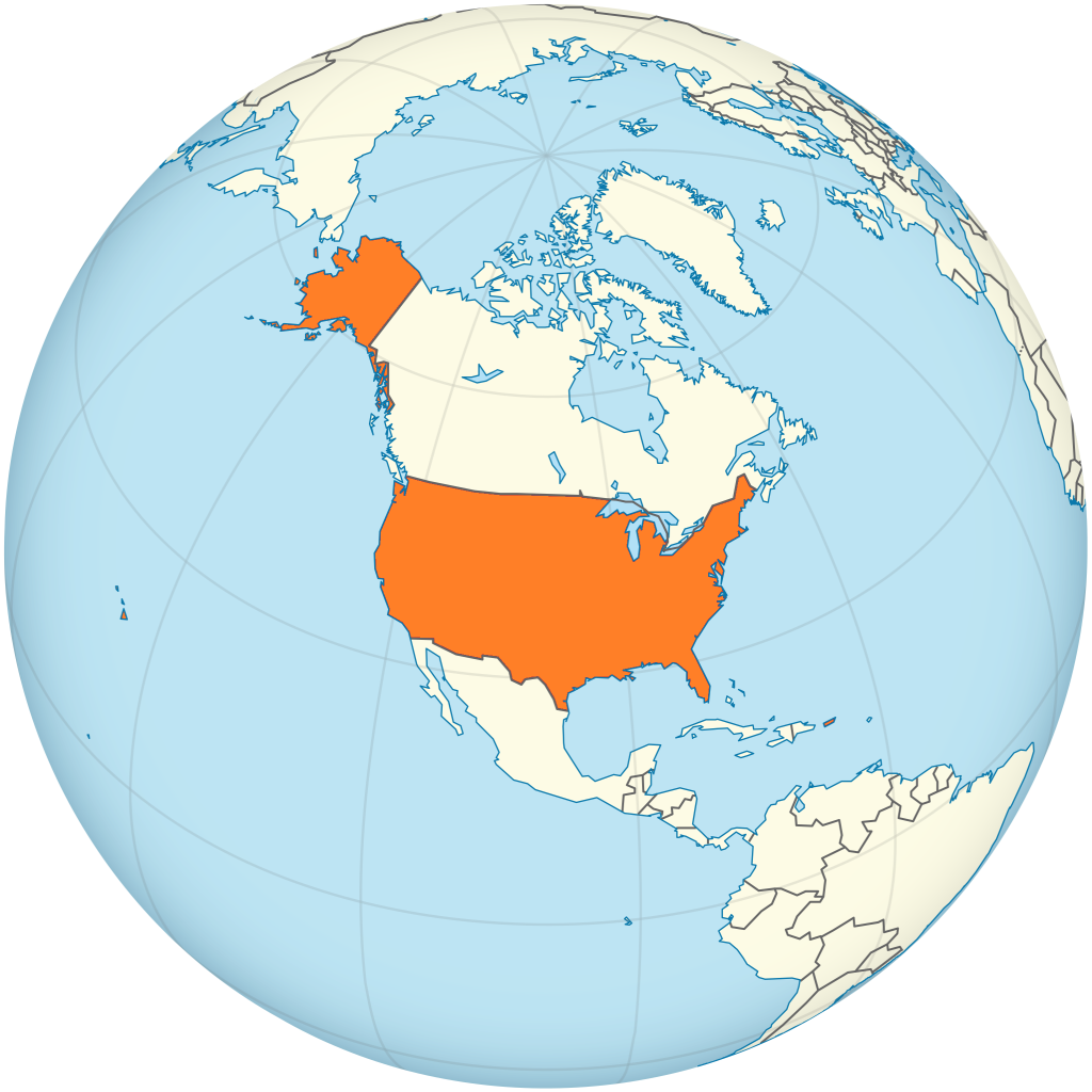 Mapa de ubicación de Estados Unidos.