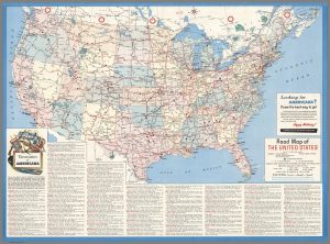 Mapa de carreteras de los Estados Unidos. Excepto Alaska y Hawái, 1962.