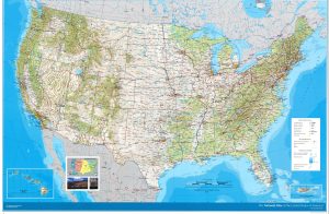 Mapa físico de Estados Unidos