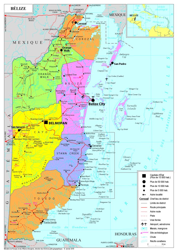 Mapa de Belice.