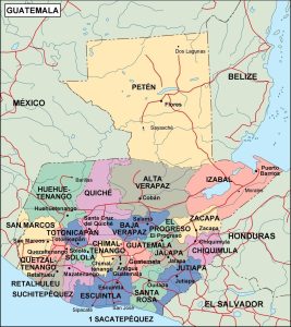 Mapa político de Guatemala.