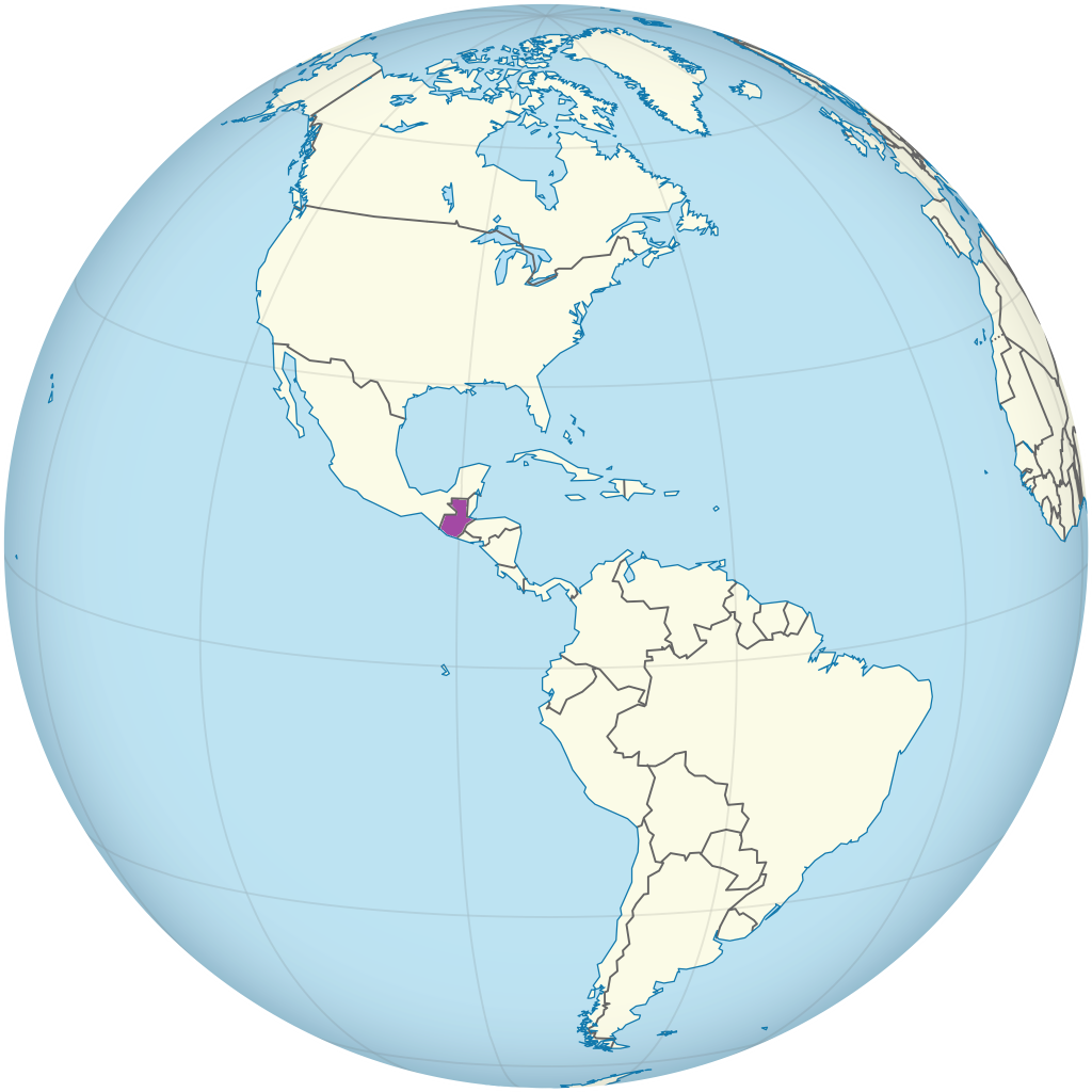 Mapa de ubicación de Guatemala.