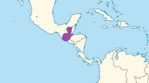 Mapa que muestra la ubicación de Guatemala en Centroamérica.