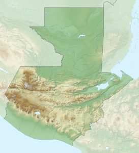 Mapa físico en blanco de Guatemala.