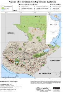 Mapa de sitios turísticos de la República de Guatemala.