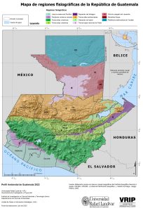 Mapa de las regiones fisiográficas de Guatemala.