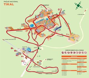 Mapa del sitio arqueológico de Tikal