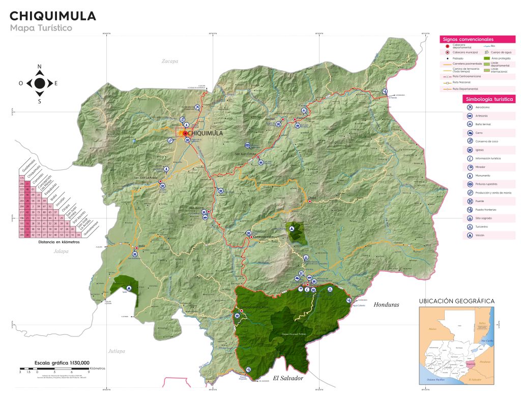 Mapa turistico del Departamento de Chiquimula.