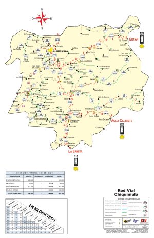 Mapa de carreteras del Departamento de Chiquimula