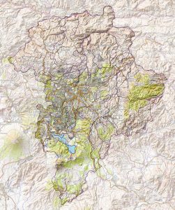 Mapa topográfico del Departamento de Guatemala.