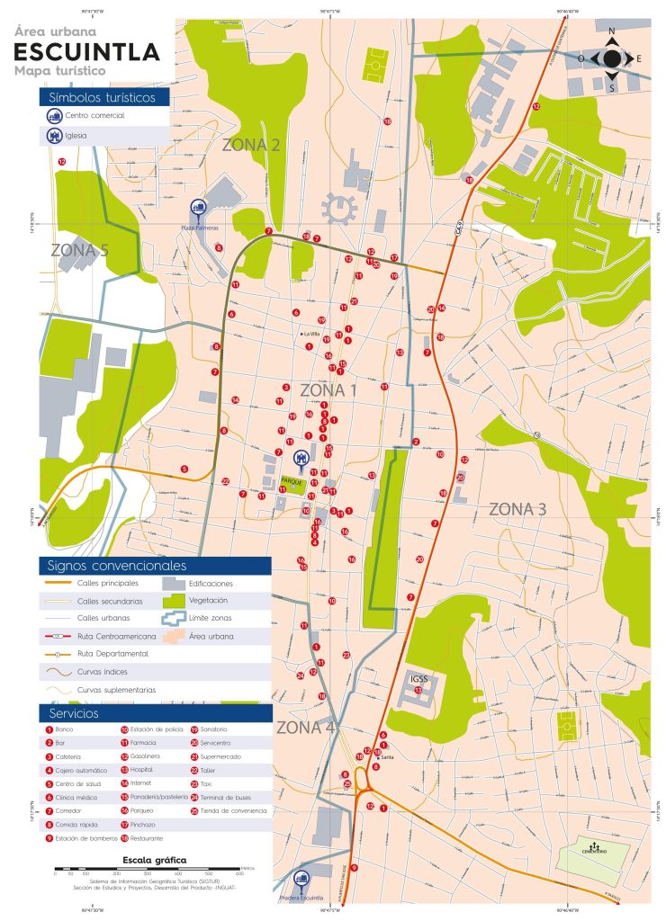 Mapa de la ciudad de Escuintla.