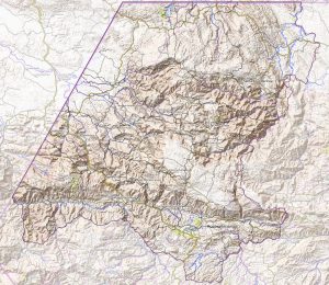 Mapa topográfico del Departamento de Huehuetenango.