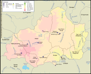 Mapa físico del Departamento de Jalapa (Guatemala)