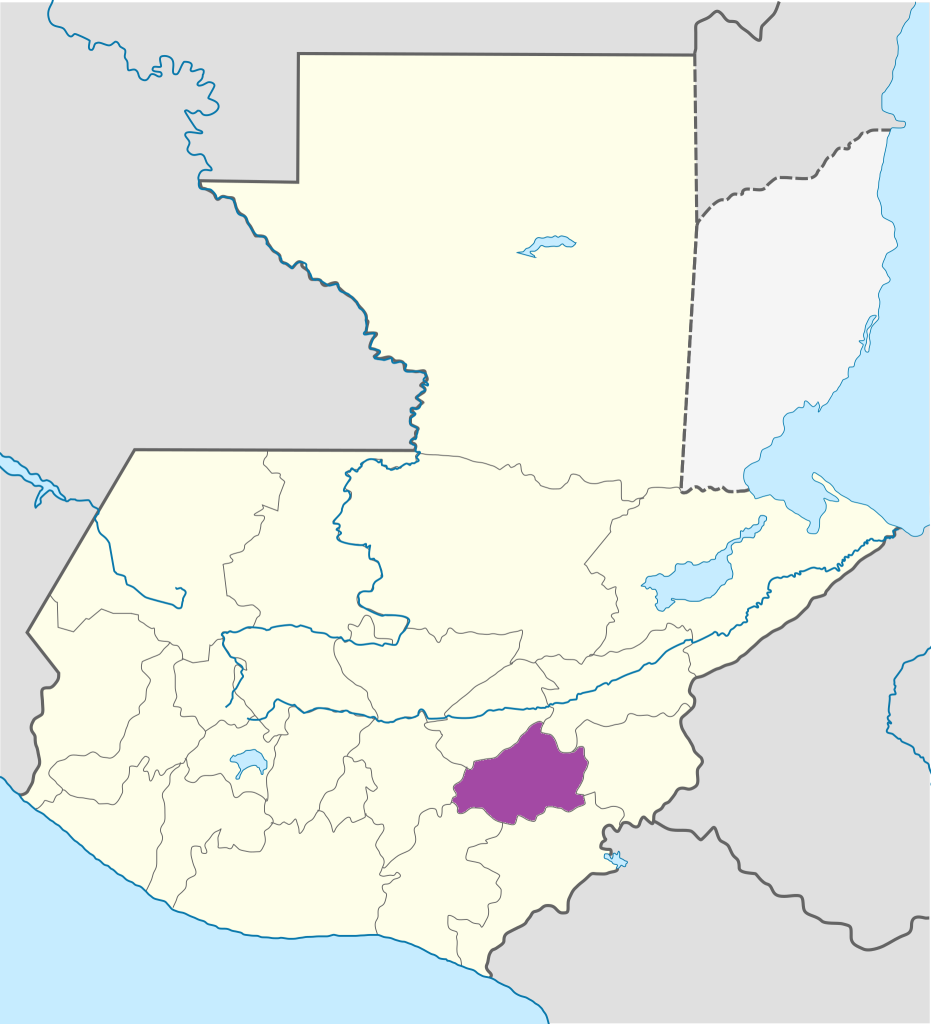 Mapa de ubicación del Departamento de Jalapa (Guatemala).