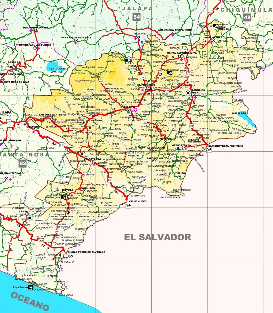 Mapa del Departamento de Jutiapa.