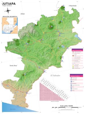 Mapa turistico del Departamento de Jutiapa