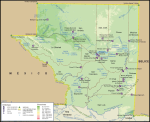 Mapa físico del Departamento de Petén