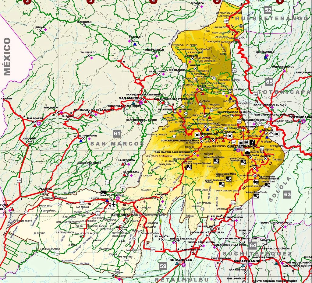 Mapa del Departamento de Quetzaltenango.
