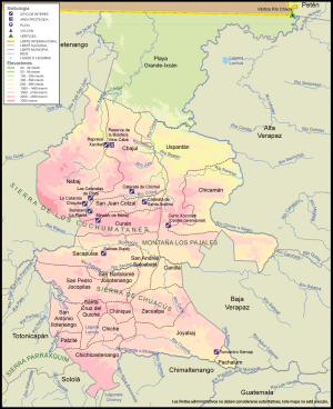 Mapa físico del Departamento de Quiché