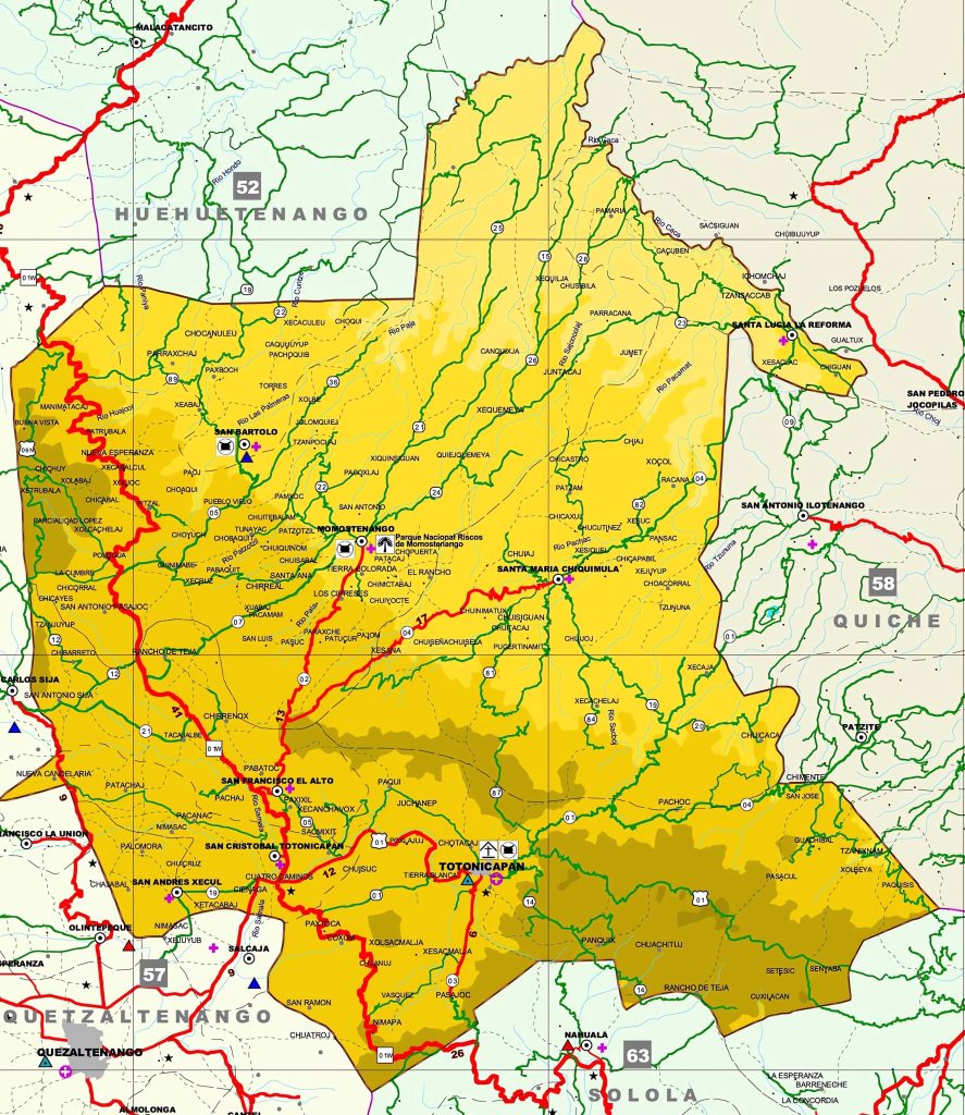 Mapa del Departamento de Totonicapán.