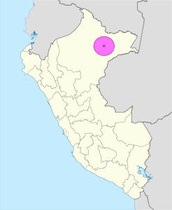 Mapa de ubicaci&oacute;n de la ciudad de Iquitos en Per&uacute;.