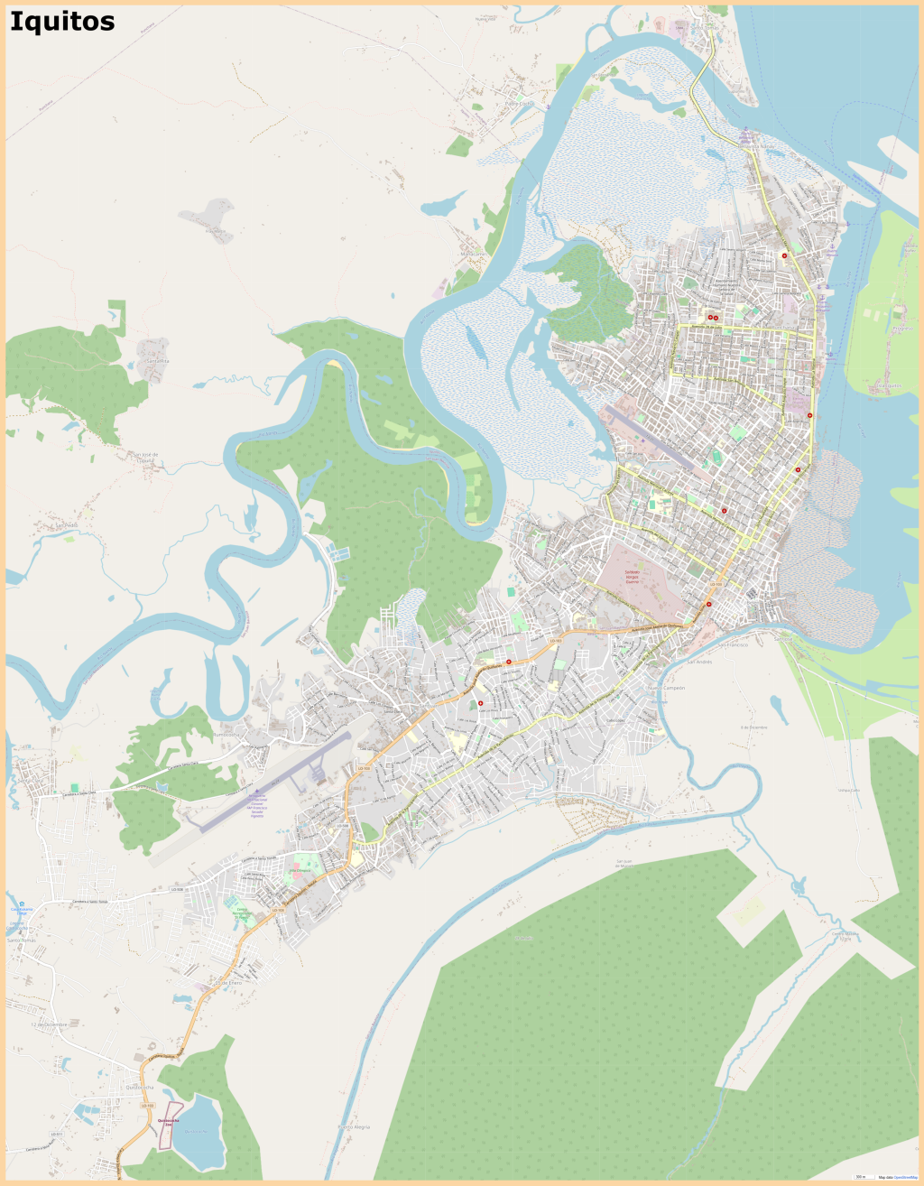 Plano de la ciudad de Iquitos.