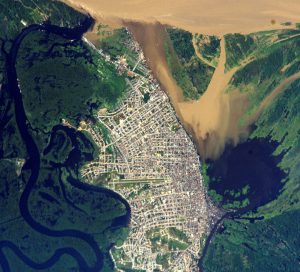 Vista satelital de Iquitos.